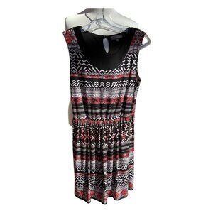 Luxology sleeveless a line black keyhole elastic waist ladies mini dress Small